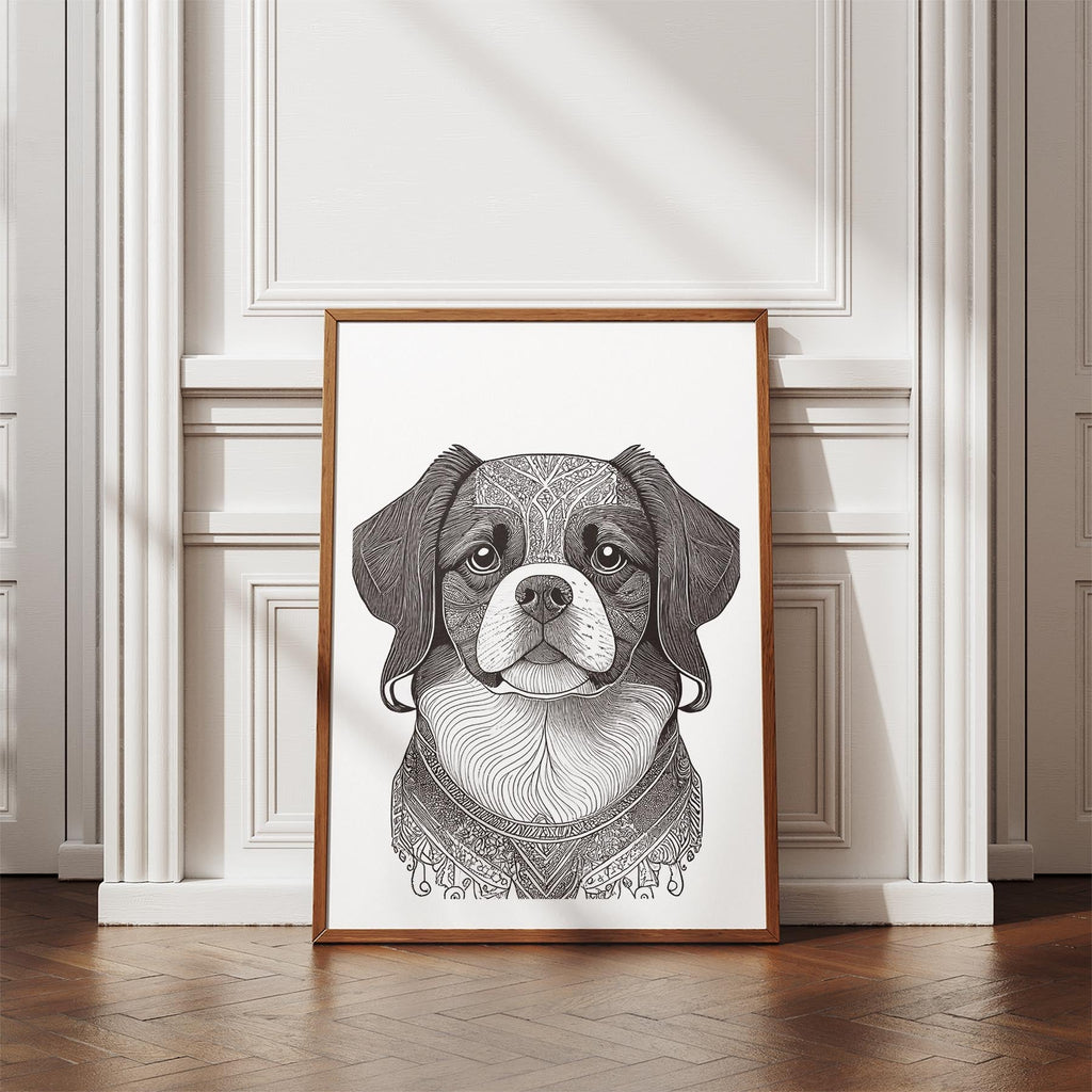 Japanese Chin Mandala Black and White Dog Series image 4