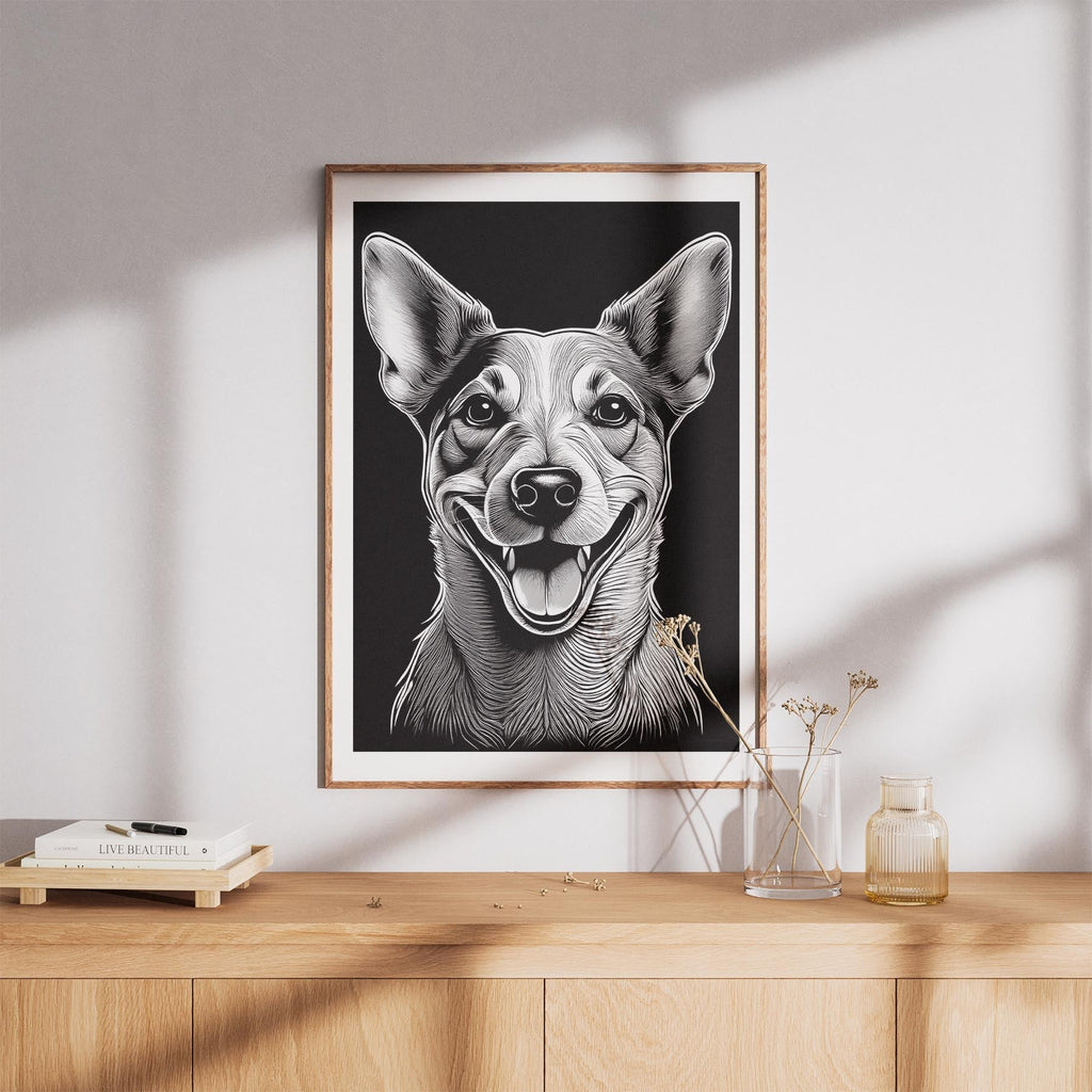 Jack Russell Line Dog Series in Black and White image 8