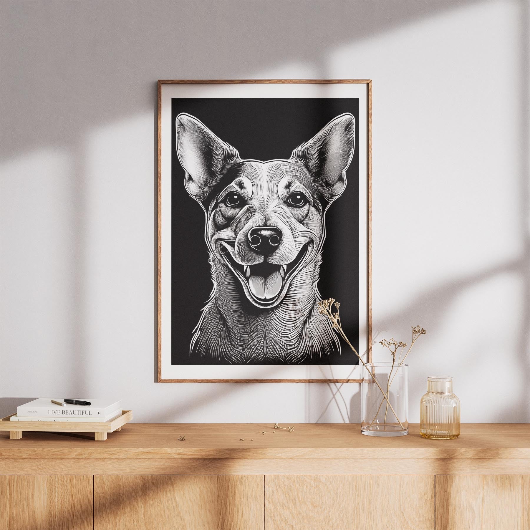 Jack Russell Line Dog Series in Black and White image 8