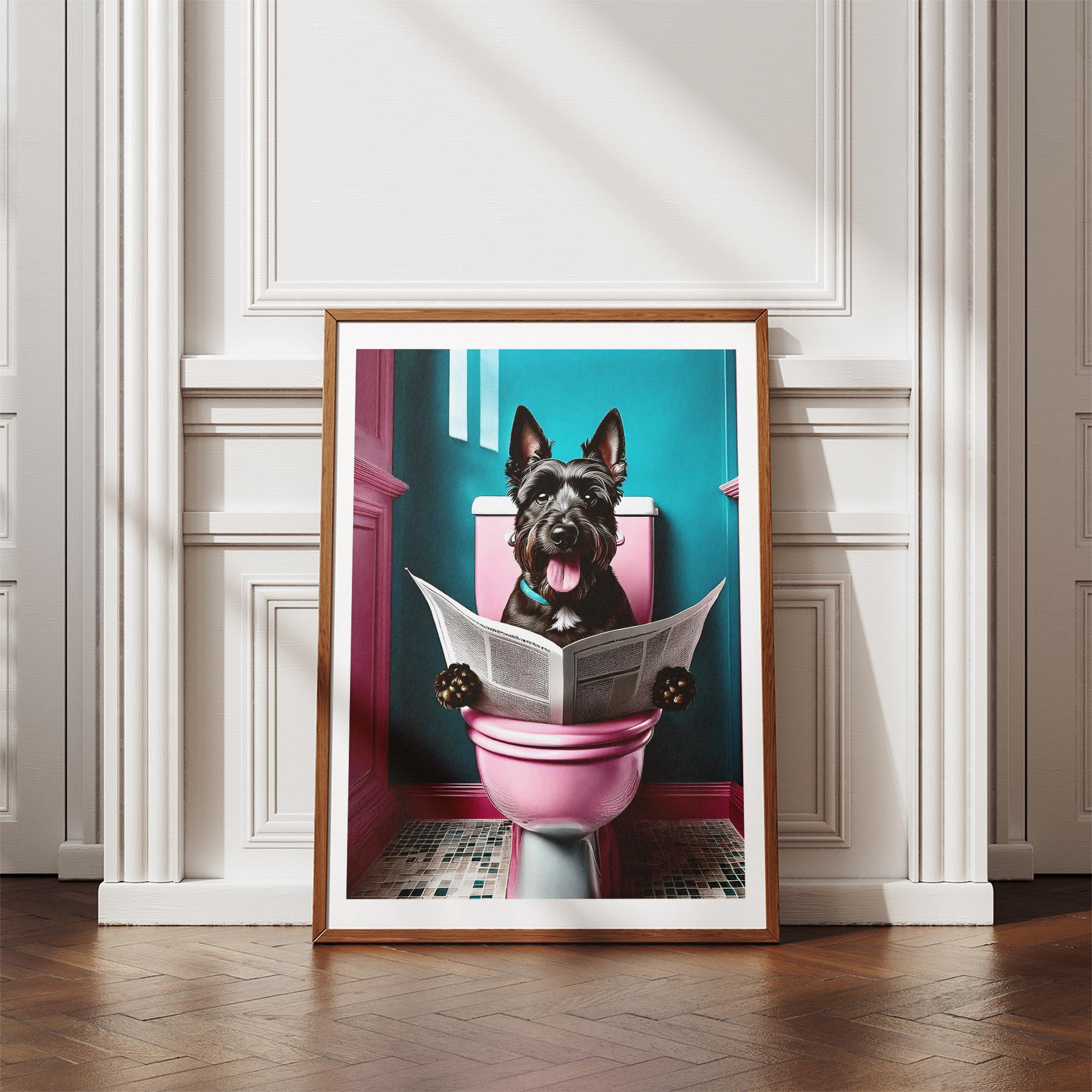 Scottish Terrier Toilet Dogs PInk and Turquise image 4