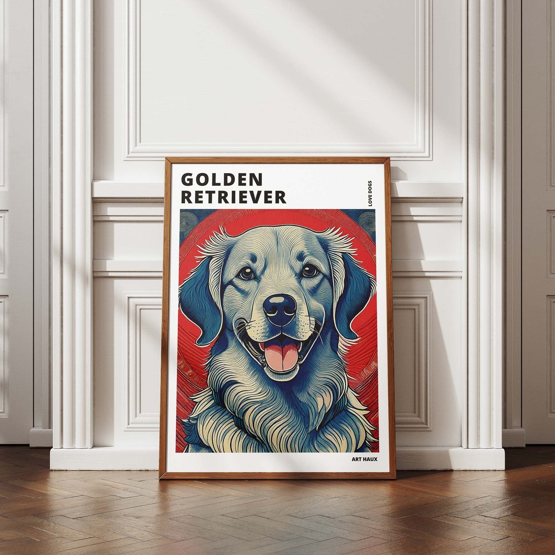 Golden Retriever Hokusai Japanese Inspired Dog Series with Text image 4