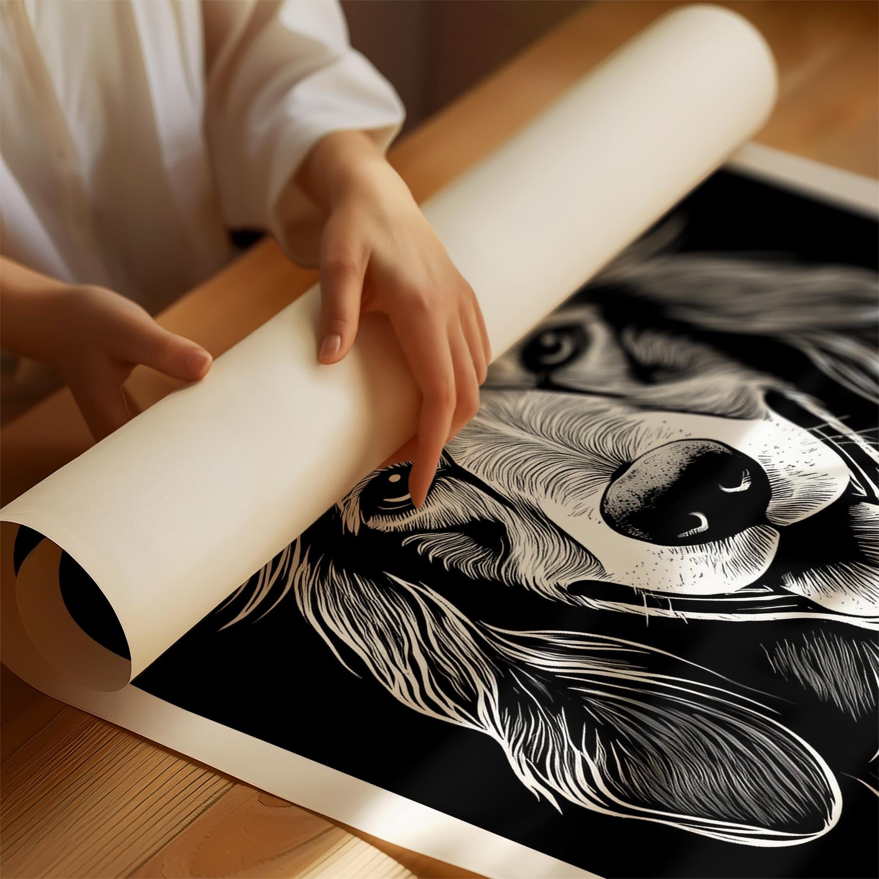 Afghan Line Dog Series in Black and White image 1