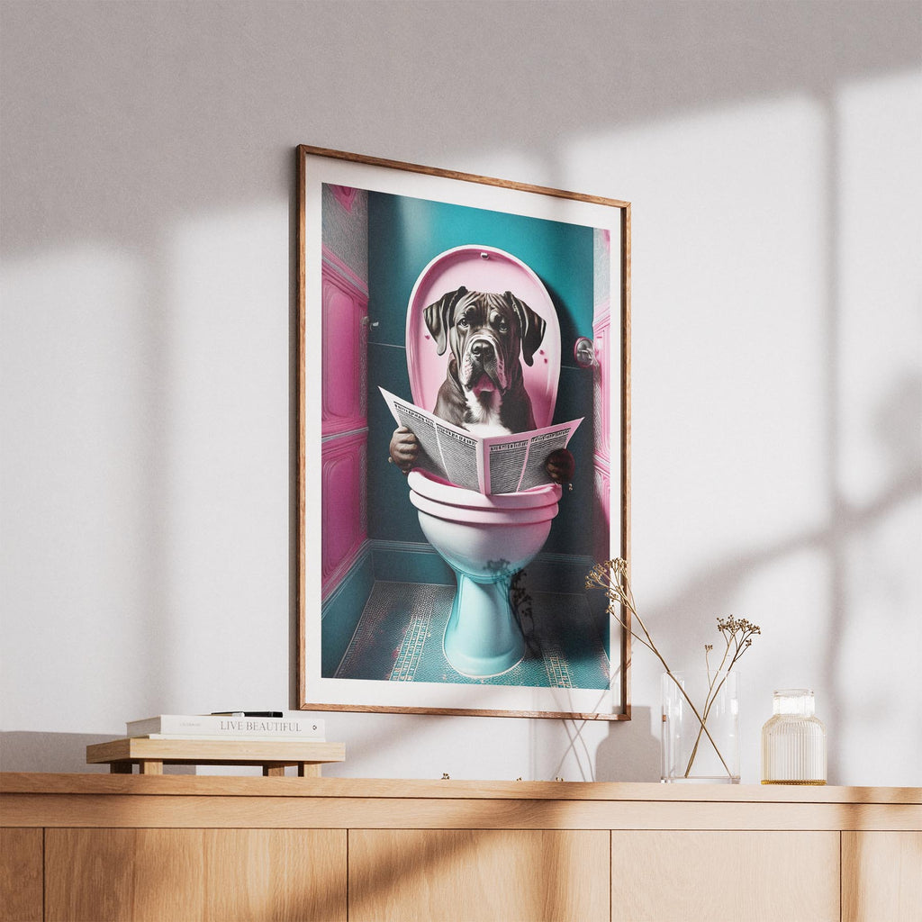 Dogue de Bordeaux Toilet Dogs PInk and Turquise image 5