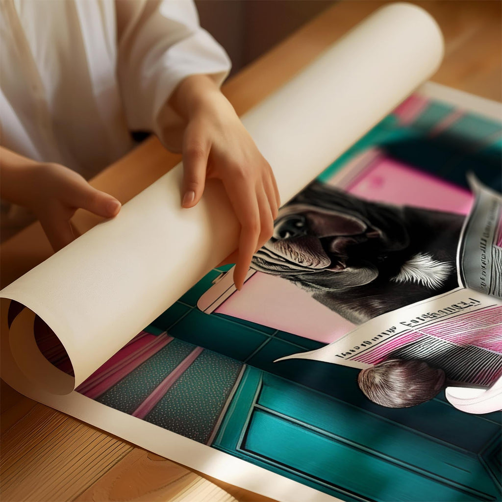 Shar Pei Toilet Dogs PInk and Turquise image 1