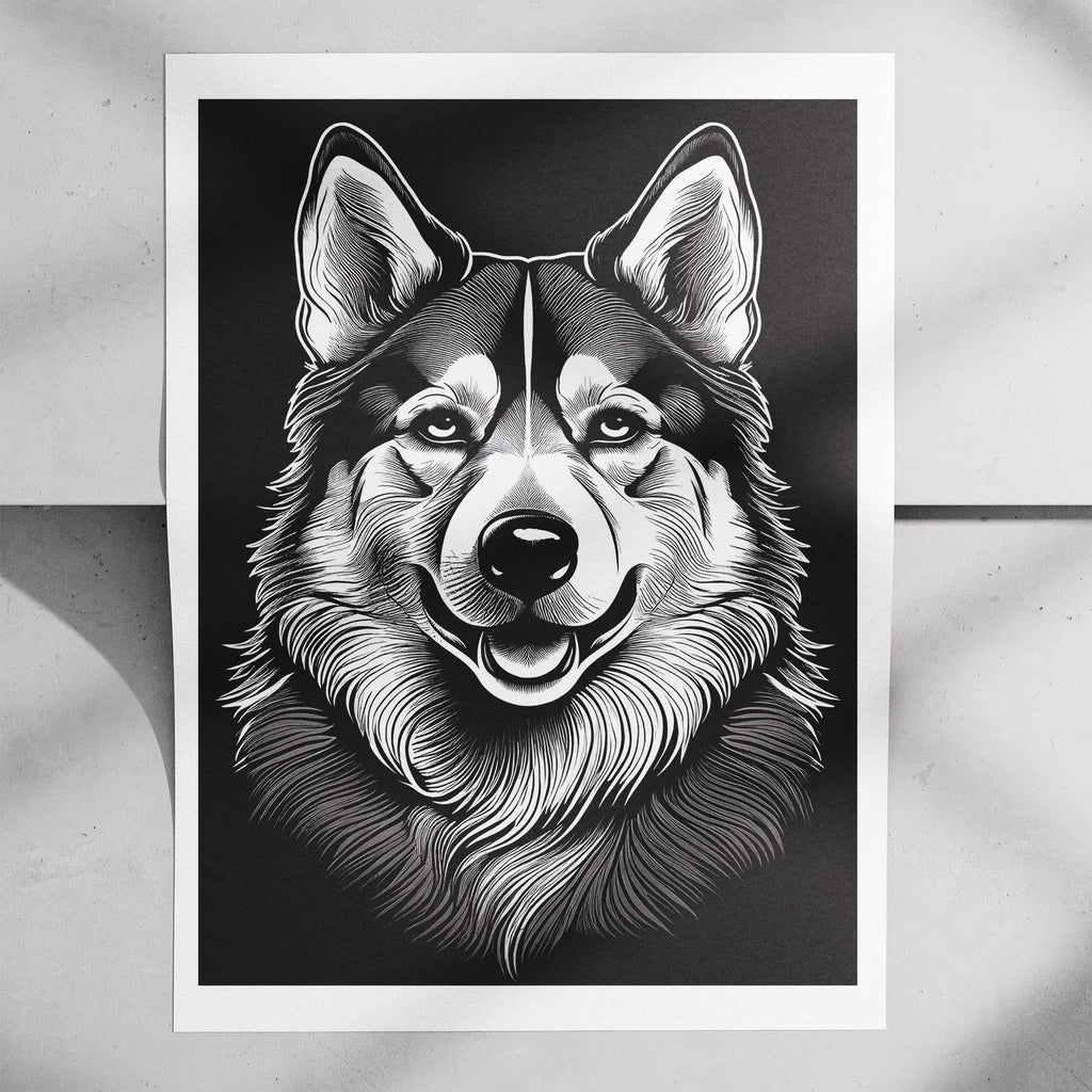 Alaskan Malamute Line Dog Series in Black and White image 7