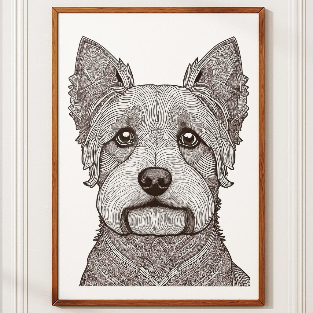 Yorkshire Terrier Mandala Black and White Dog Series image 10