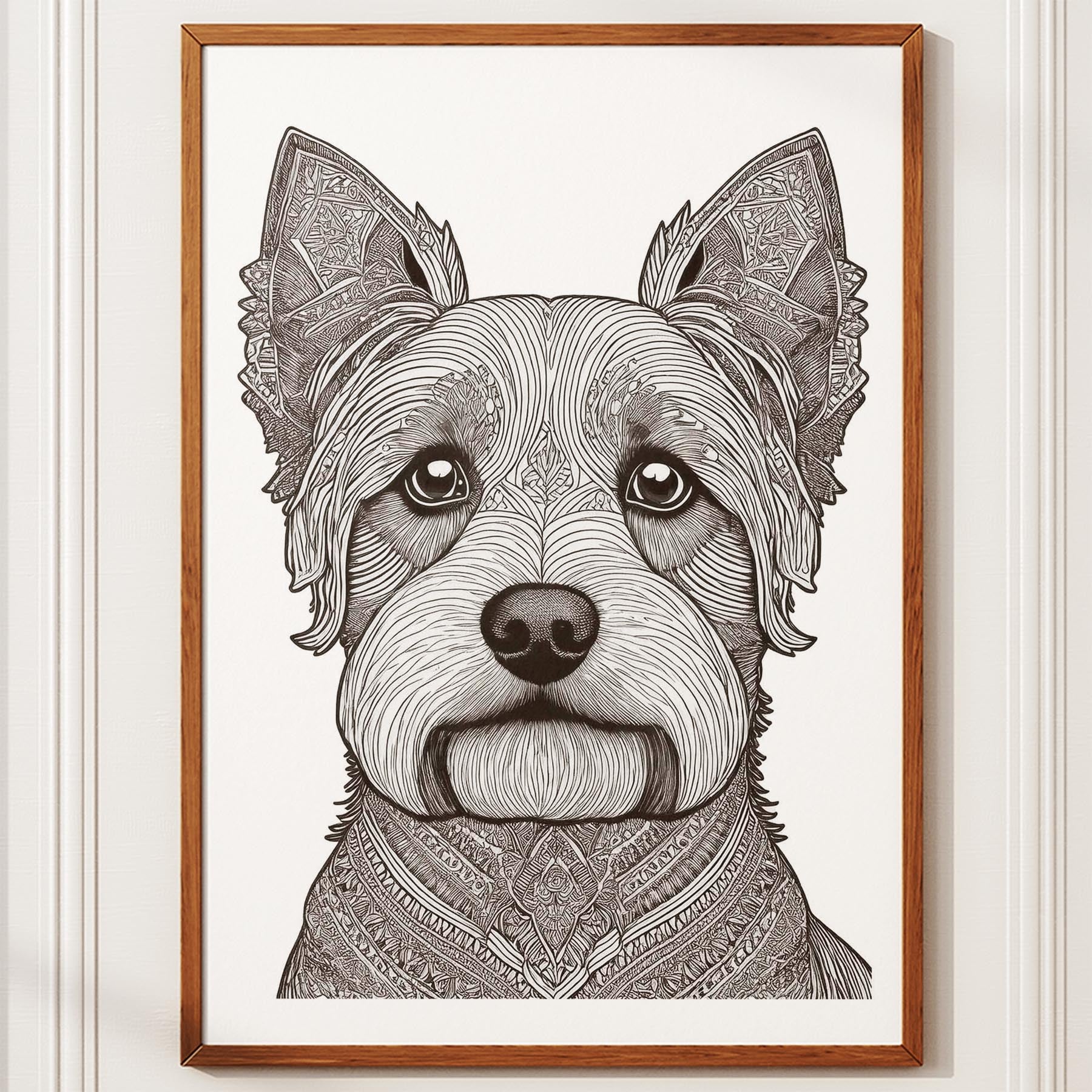 Yorkshire Terrier Mandala Black and White Dog Series image 10