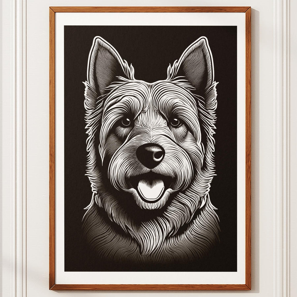 Australian Silky Terrier Line Dog Series in Black and White image 10