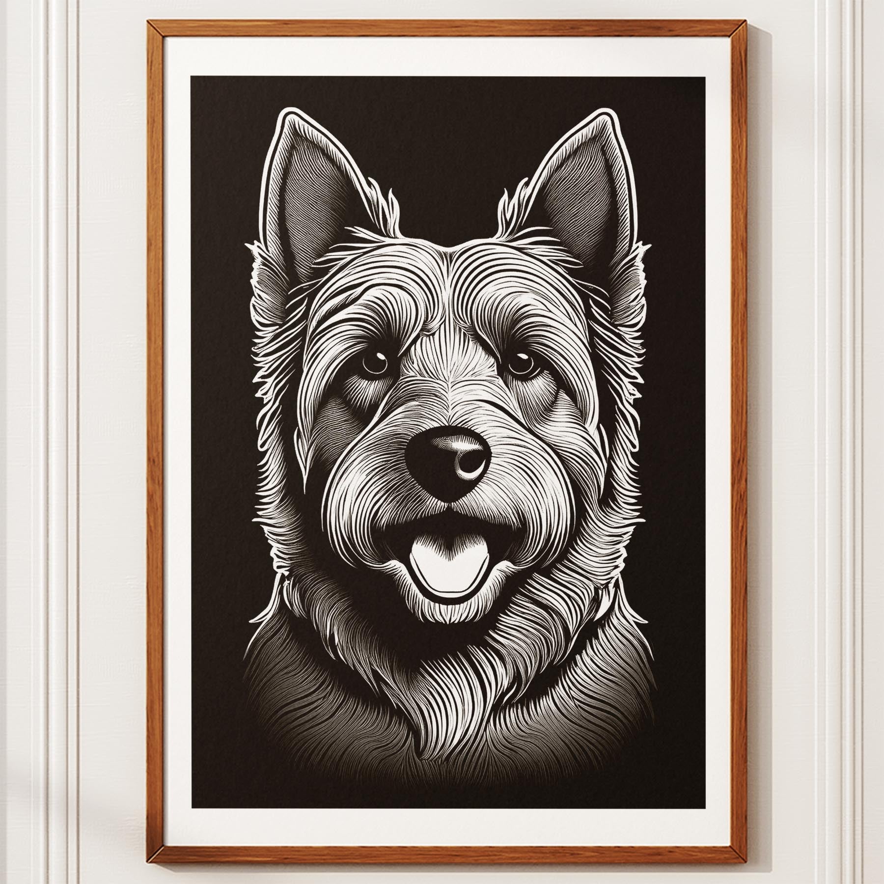 Australian Silky Terrier Line Dog Series in Black and White image 10
