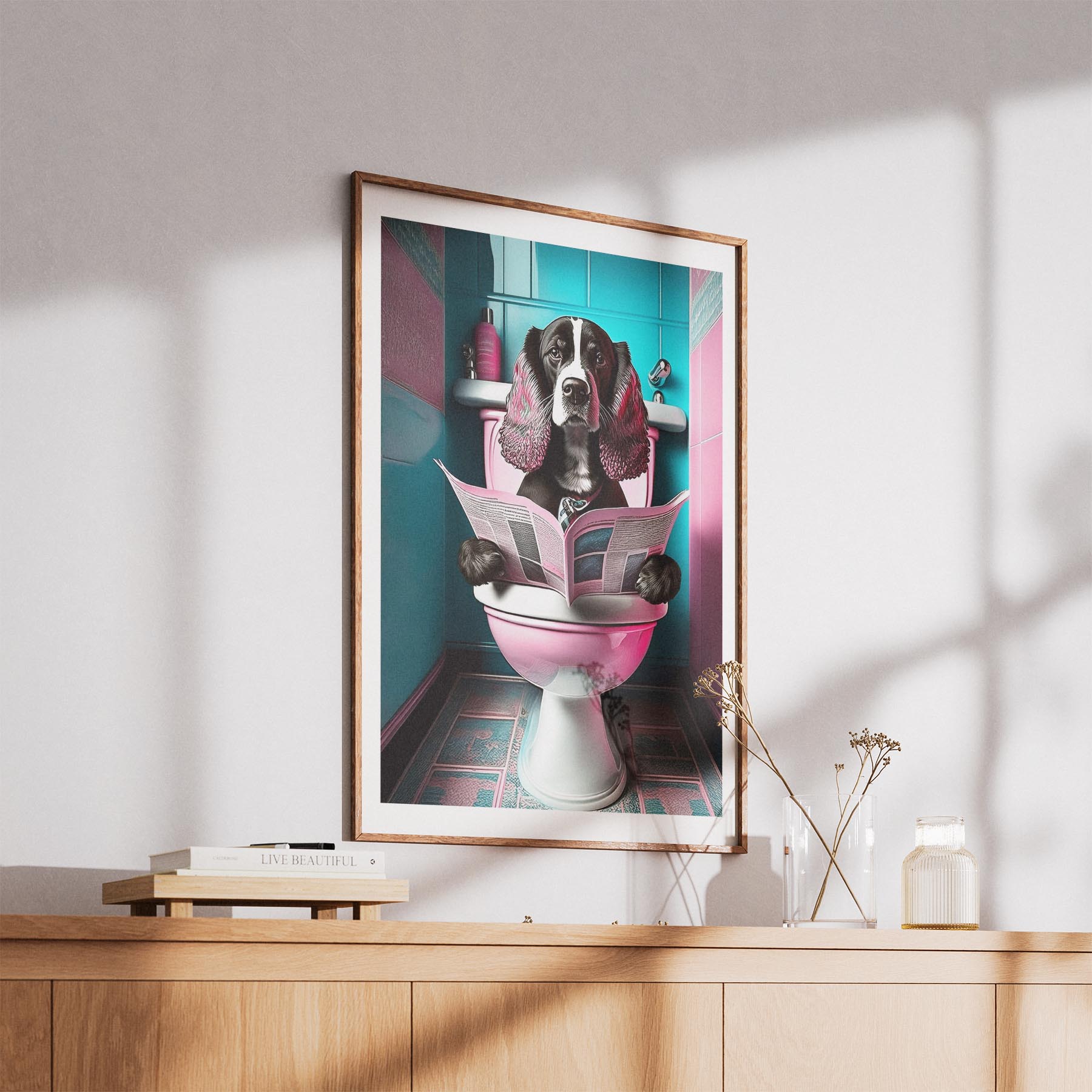 Cocker Spaniel Toilet Dogs PInk and Turquise image 5