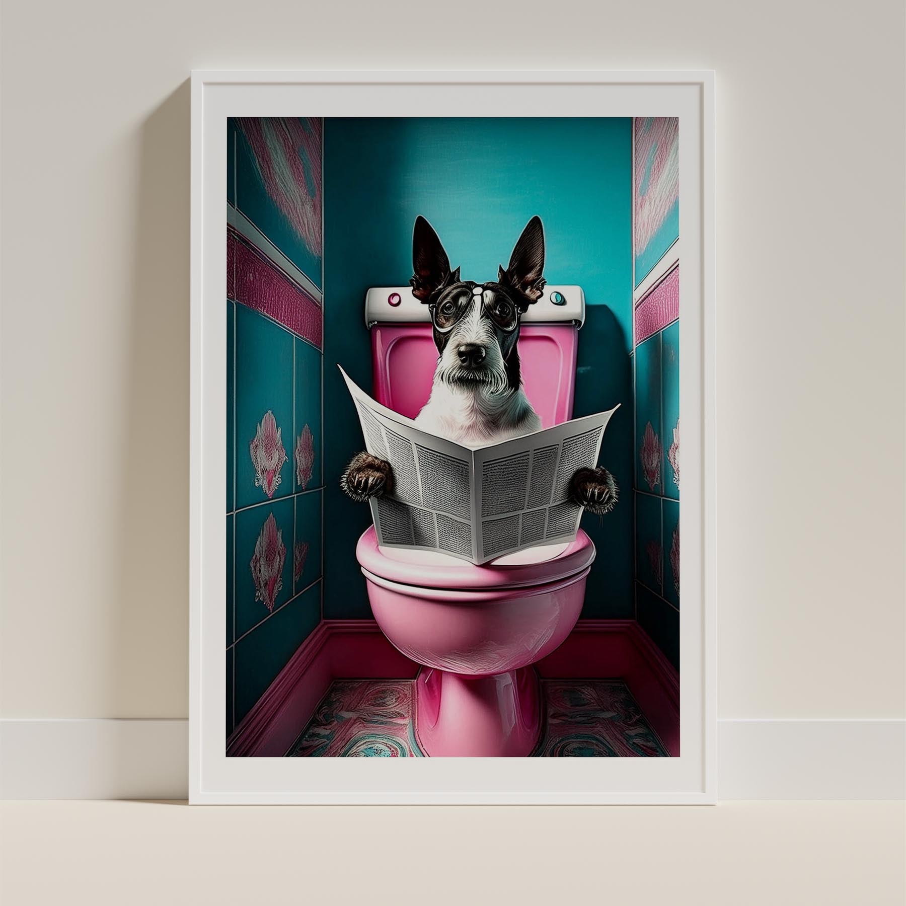 Fox Terrier Toilet Dogs PInk and Turquise image 9
