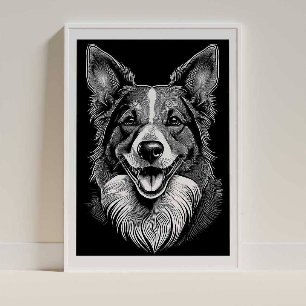 Border Collie Line Dog Series in Black and White image 9
