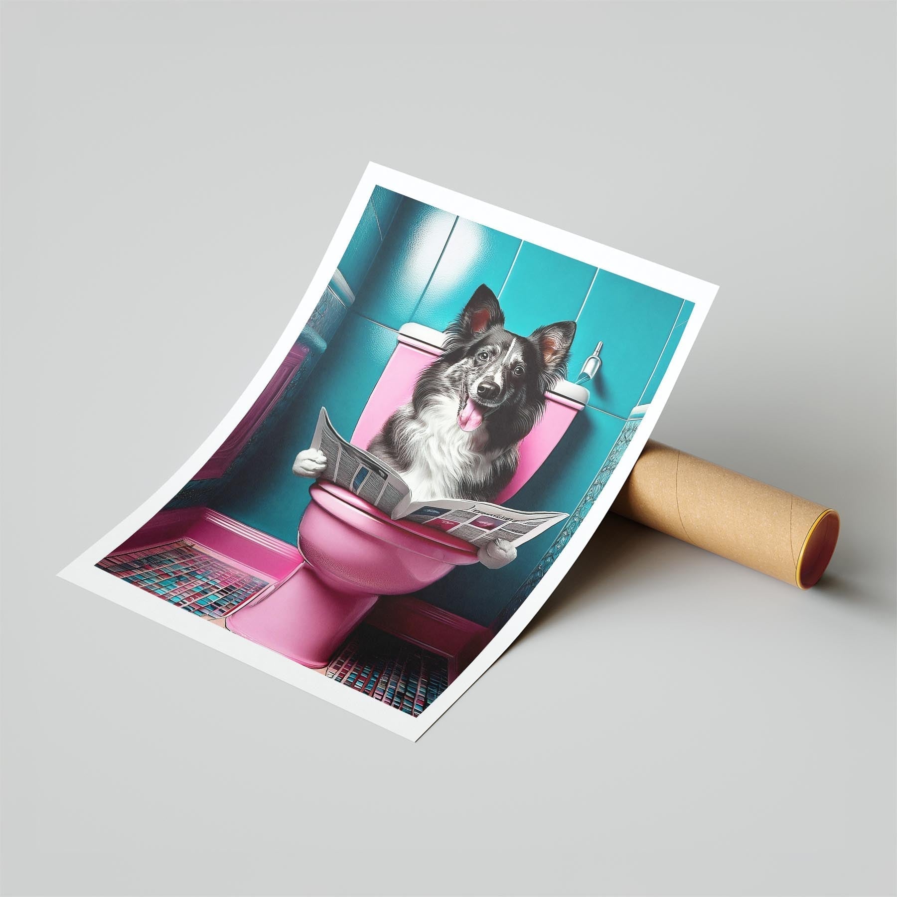 Shetland Sheepdog Toilet Dogs PInk and Turquise image 6