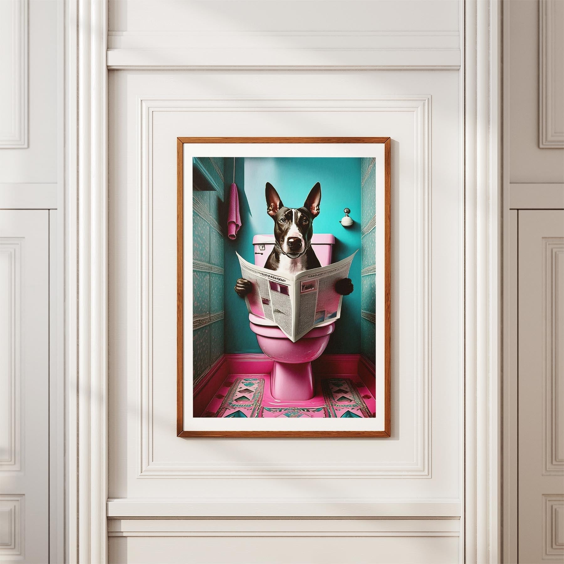 Bull Terrier Toilet Dogs PInk and Turquise image 3