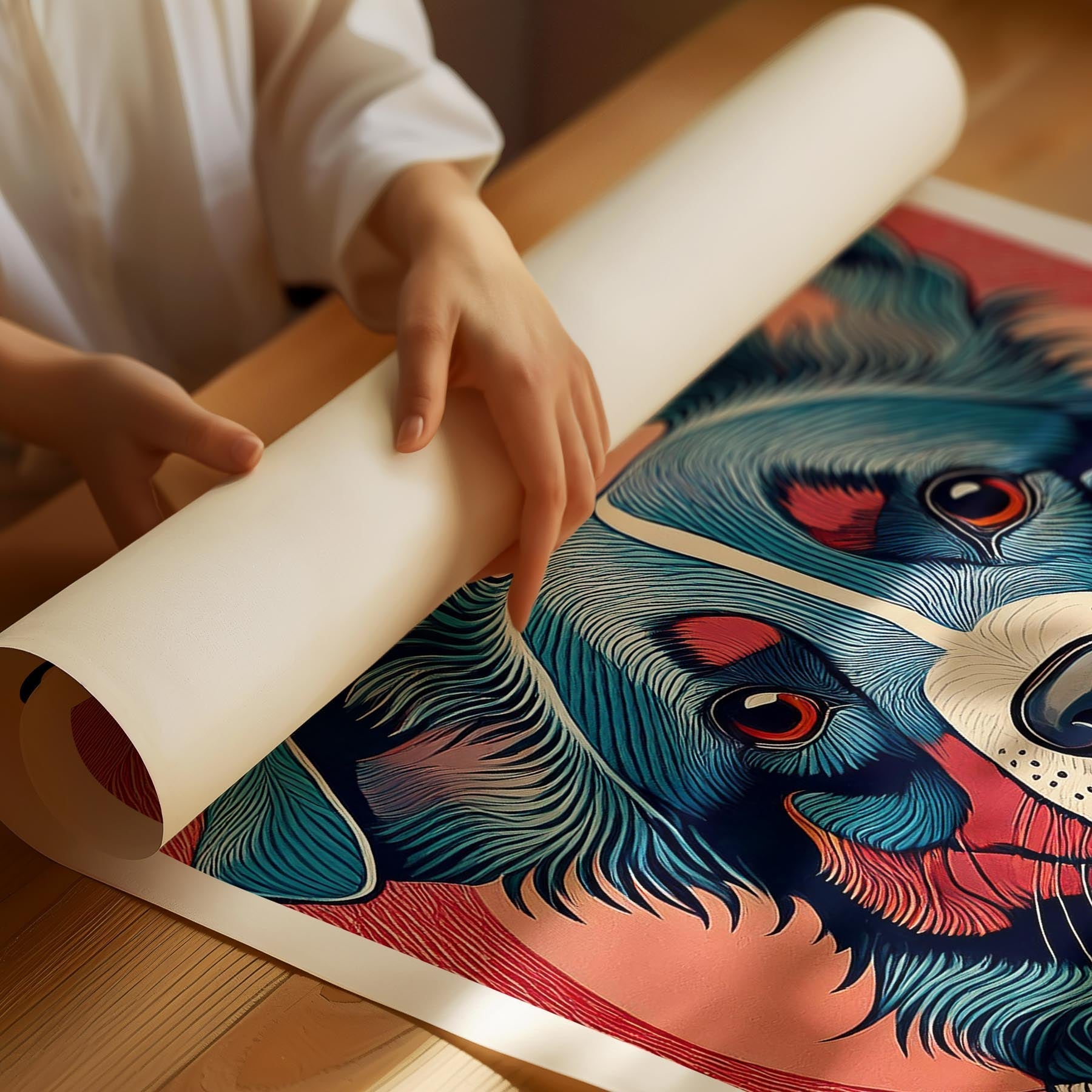 Border Collie Hokusai Japanese Inspired Dog Series with Text image 1