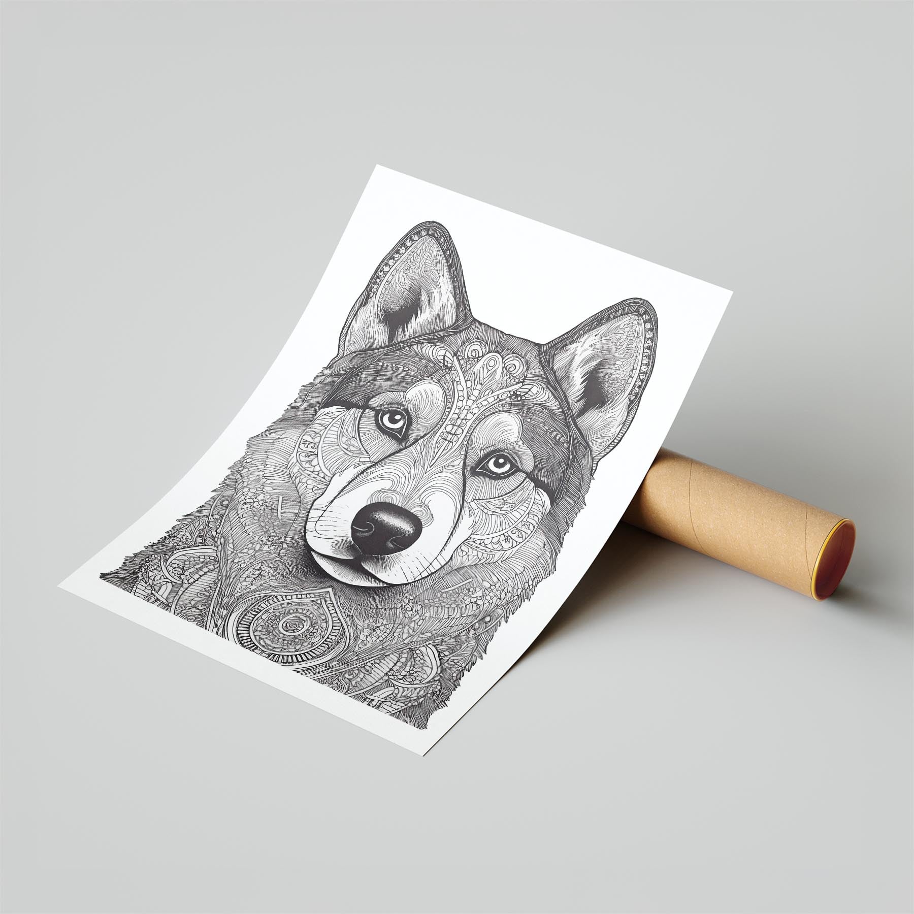 Siberian Husky Mandala Black and White Dog Series image 6
