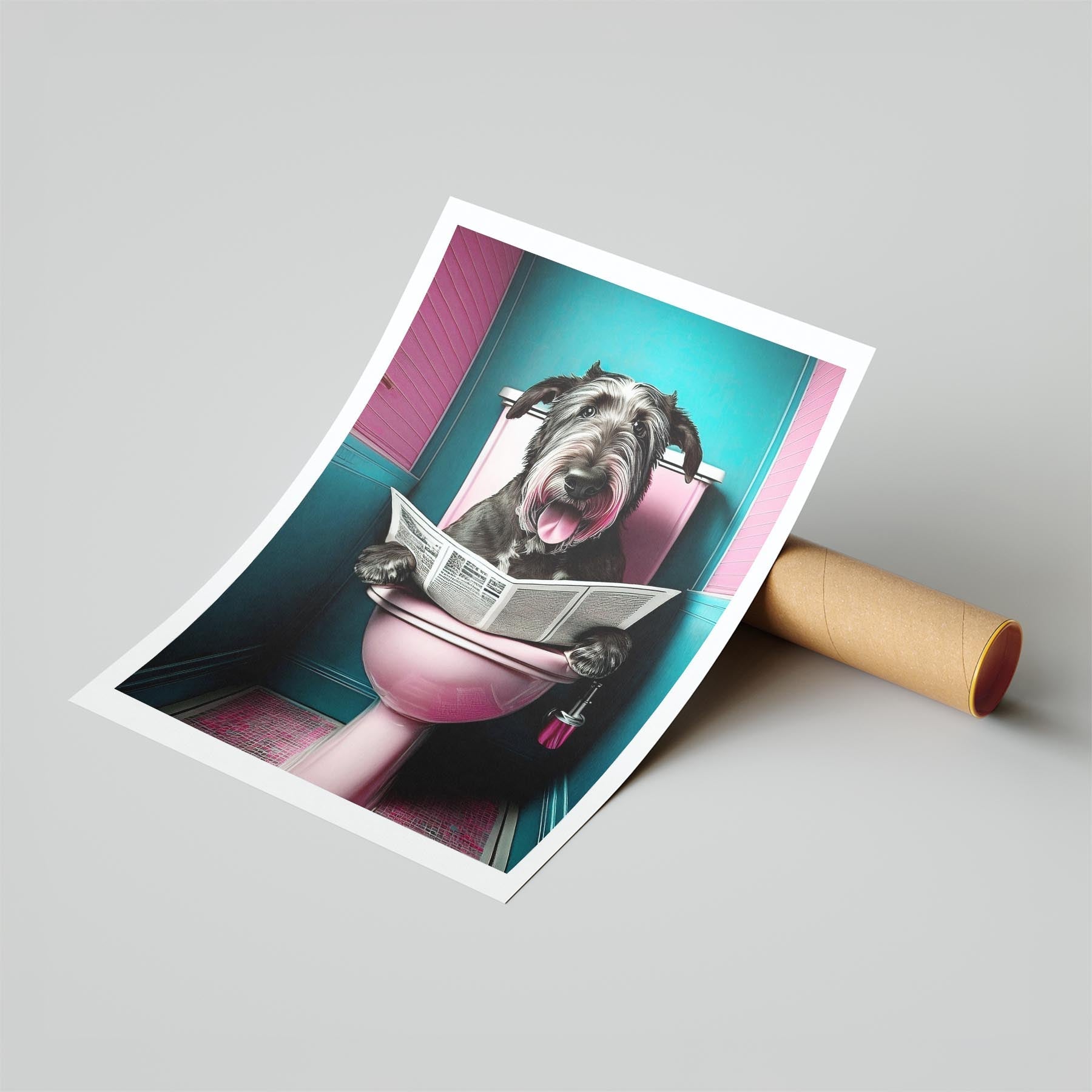 Irish Wolfhound Toilet Dogs PInk and Turquise image 6