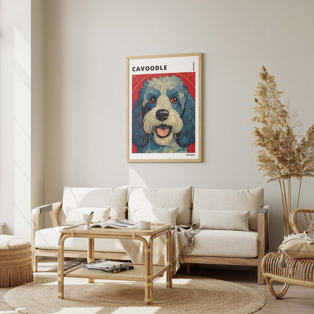 Cavoodle Hokusai Japanese Inspired Dog Series with Text image 2