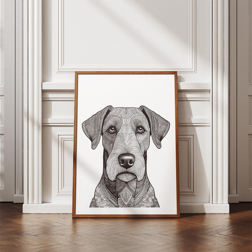 Airedale Mandala Black and White Dog Series image 4