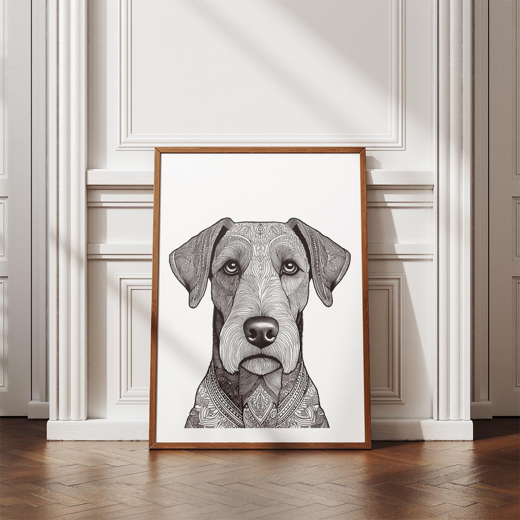 Airedale Mandala Black and White Dog Series image 4