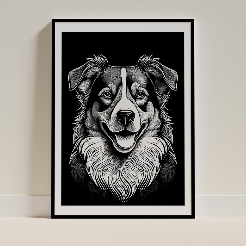 Australian Shepherd Line Dog Series in Black and White image 0