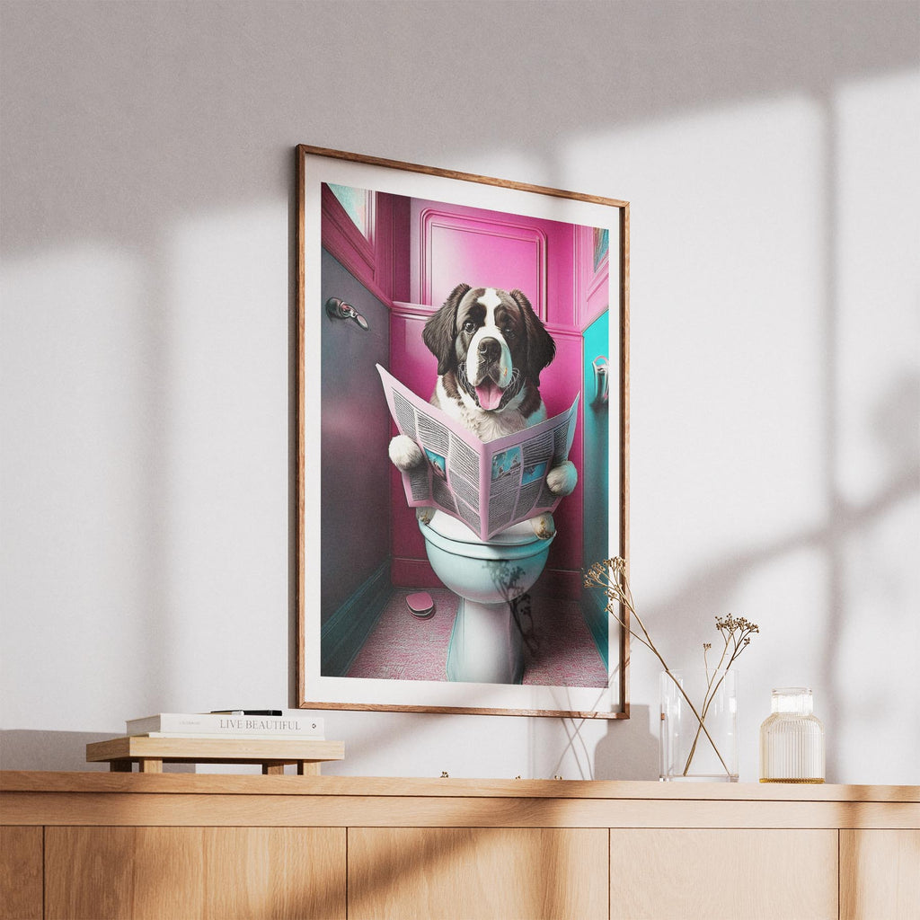Saint Bernard Toilet Dogs PInk and Turquise image 5