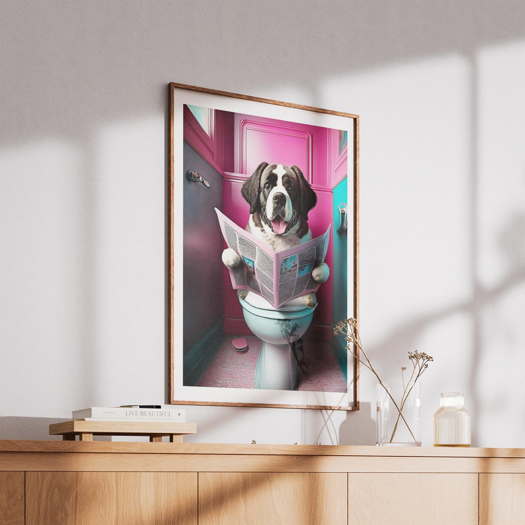 Saint Bernard Toilet Dogs PInk and Turquise image 5