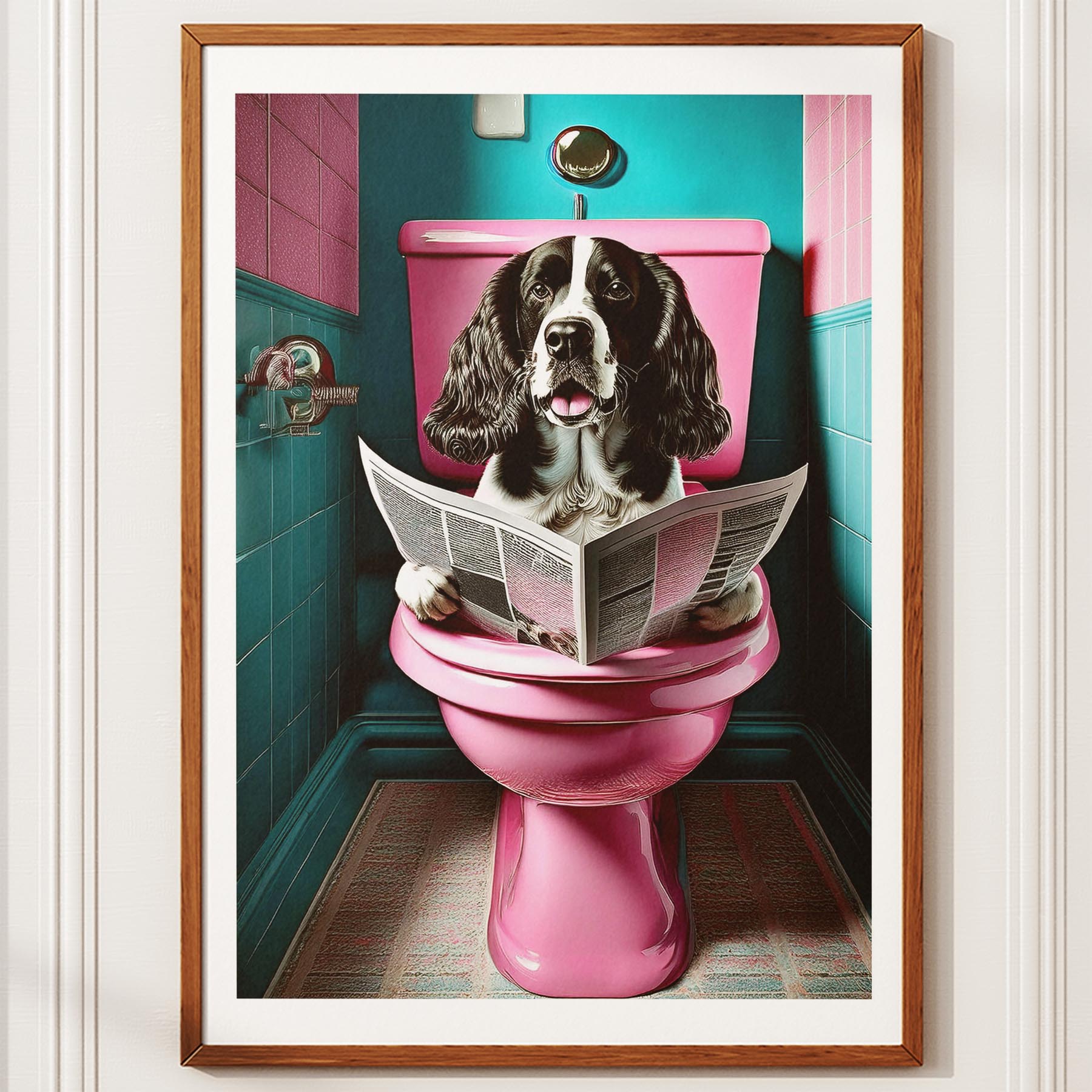 English Springer Spaniel Toilet Dogs PInk and Turquise image 10