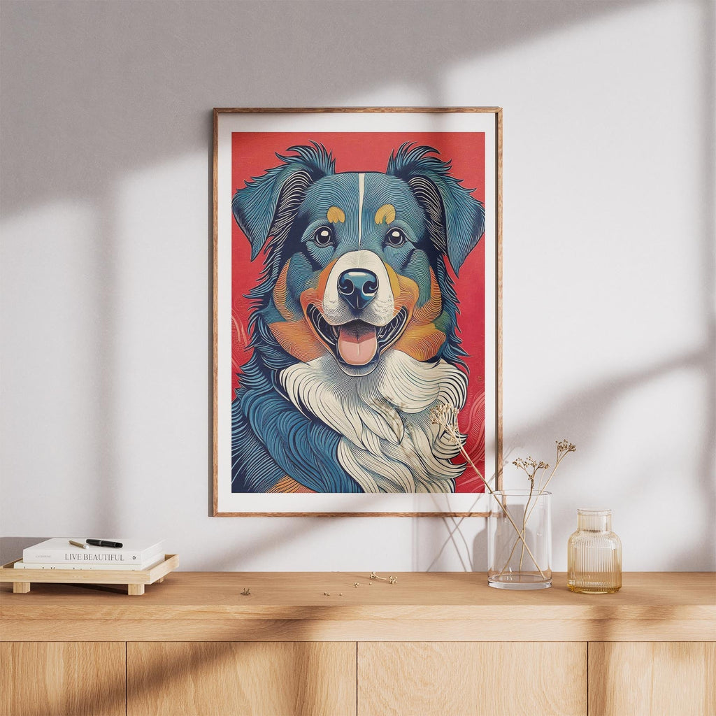 Australian Shepherd Hokusai Japanese Inspired Dog Series 1 image 8