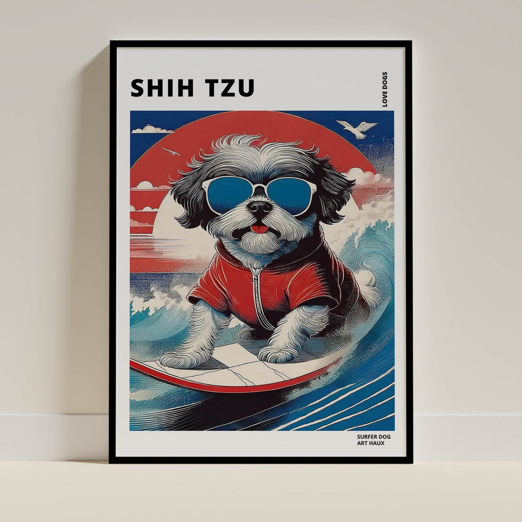 Shih Tzu Hokosai Surfer Dogs 2 image 0