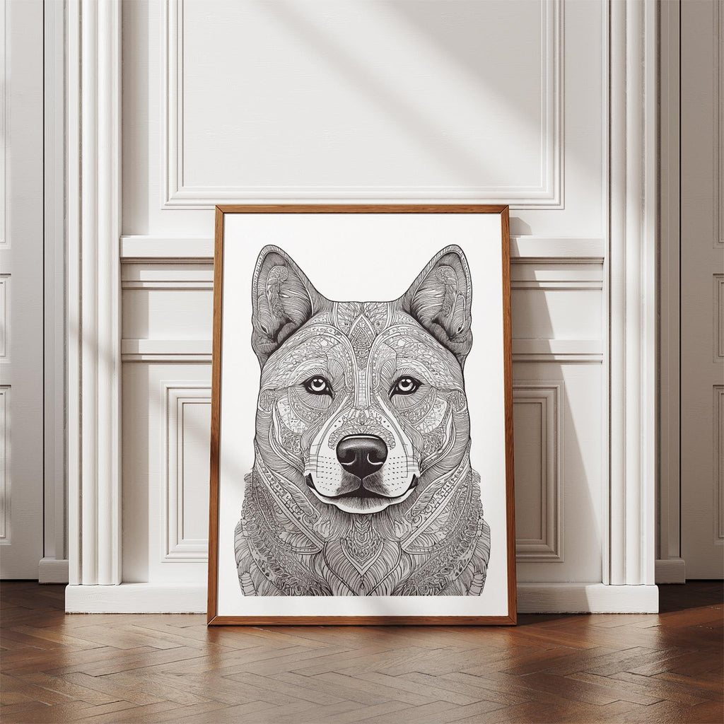 Akita Inu Mandala Black and White Dog Series image 4