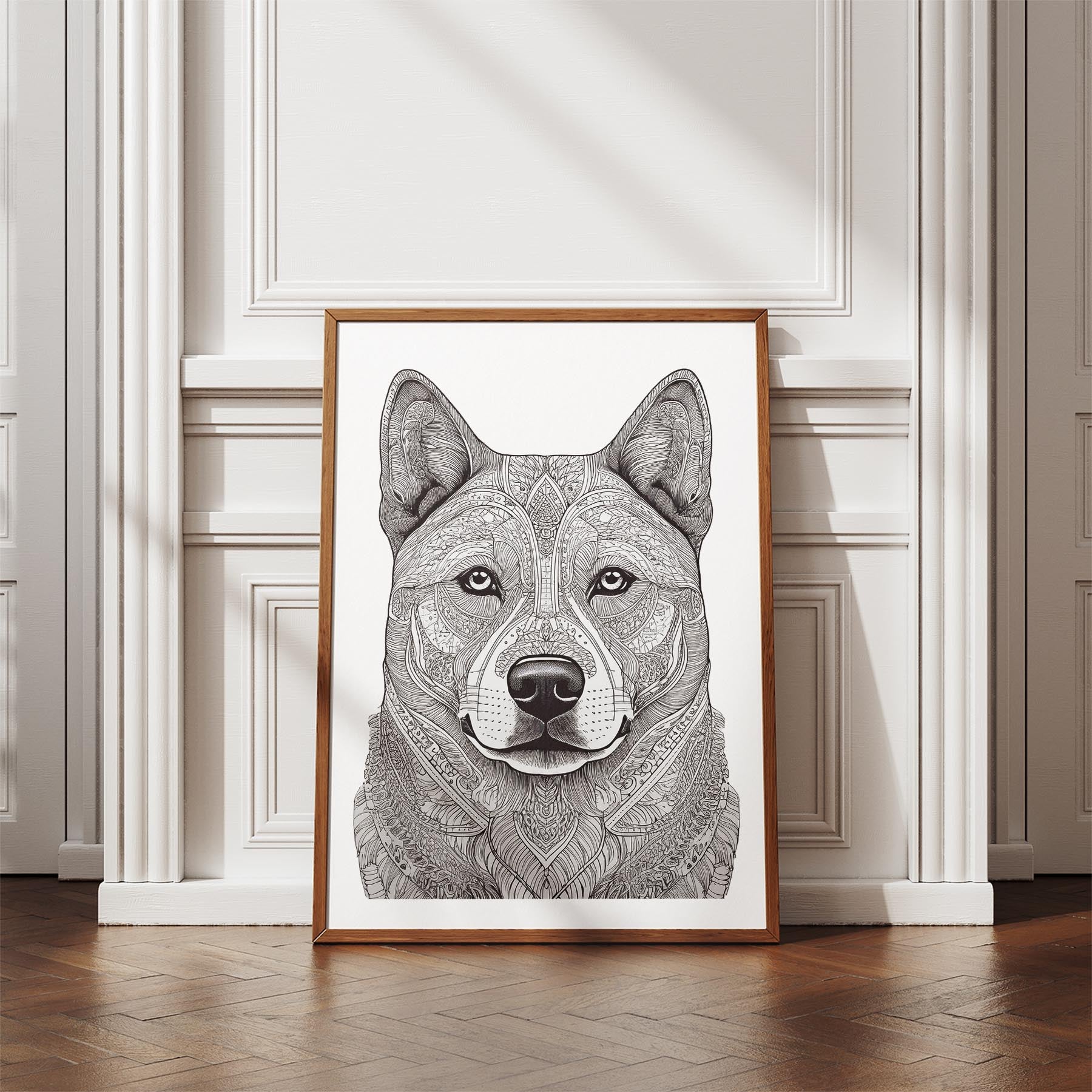 Akita Inu Mandala Black and White Dog Series image 4