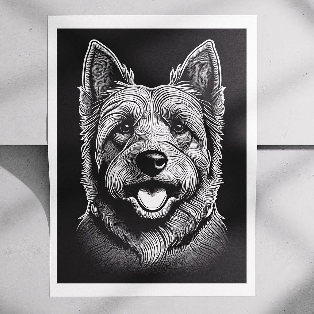 Australian Silky Terrier Line Dog Series in Black and White image 7