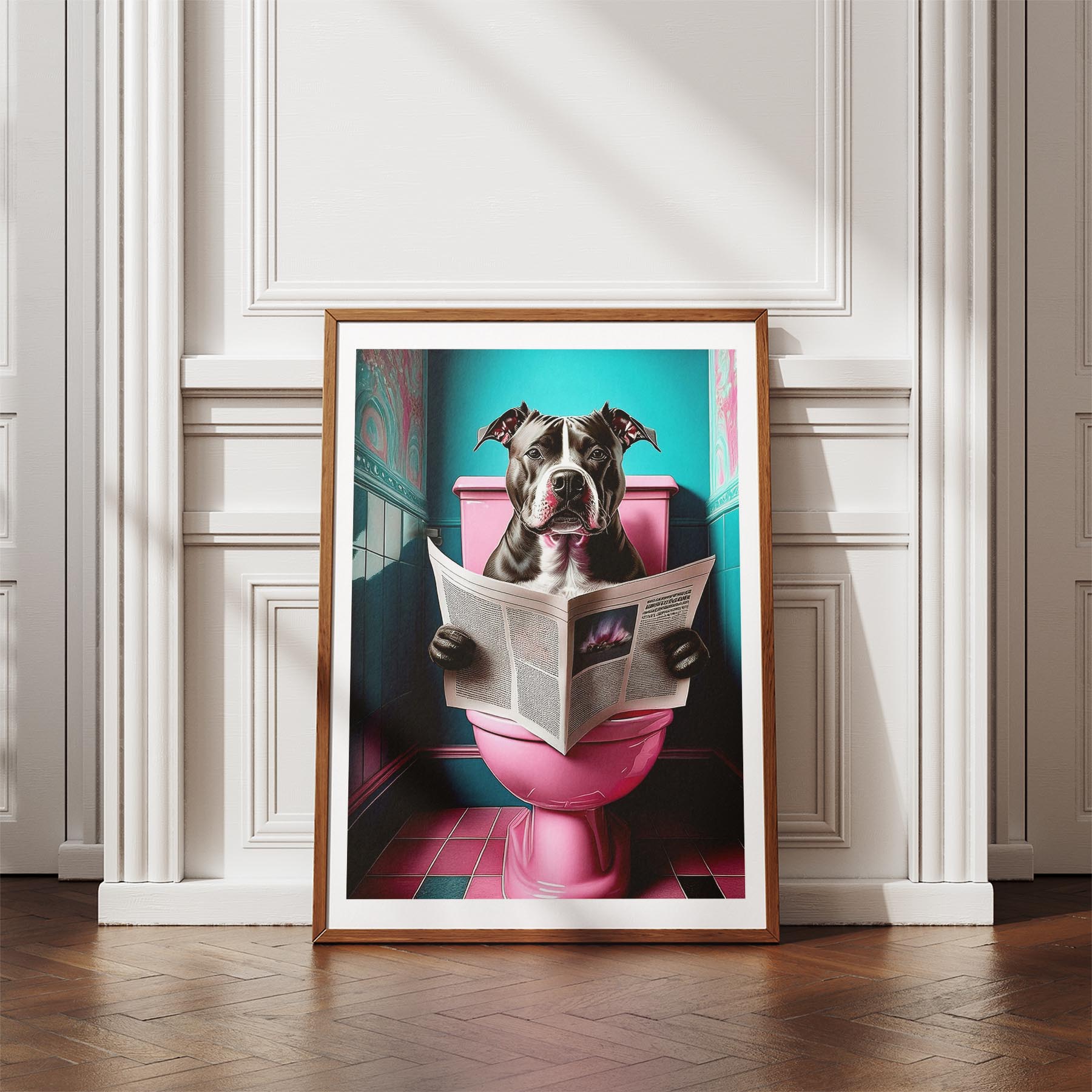 American Pitbull Terrier Toilet Dogs PInk and Turquise image 4