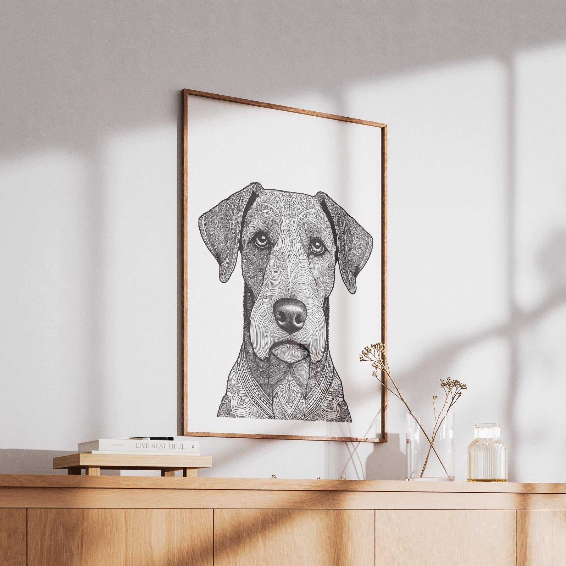 Airedale Mandala Black and White Dog Series image 5