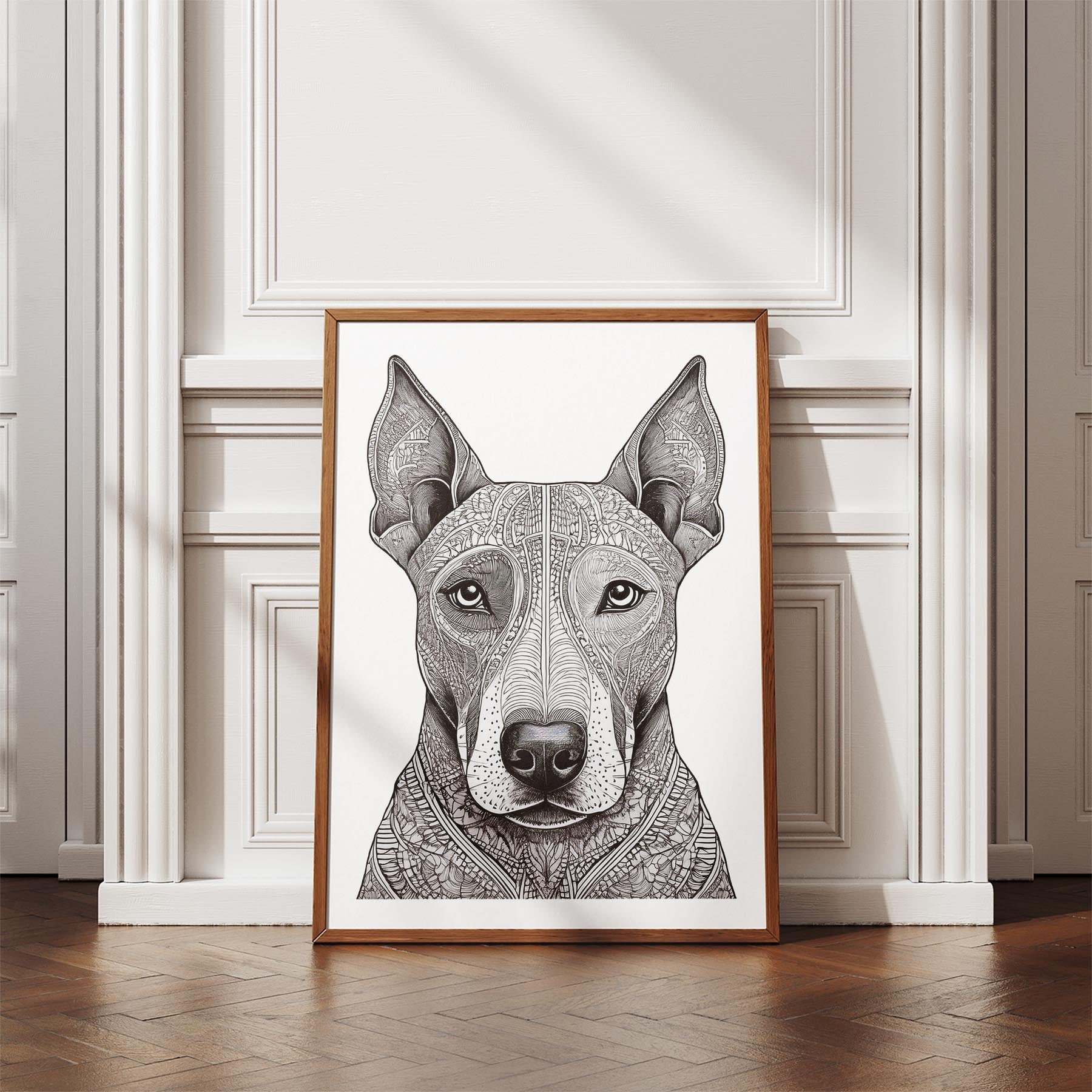 Bull Terrier Mandala Black and White Dog Series image 3