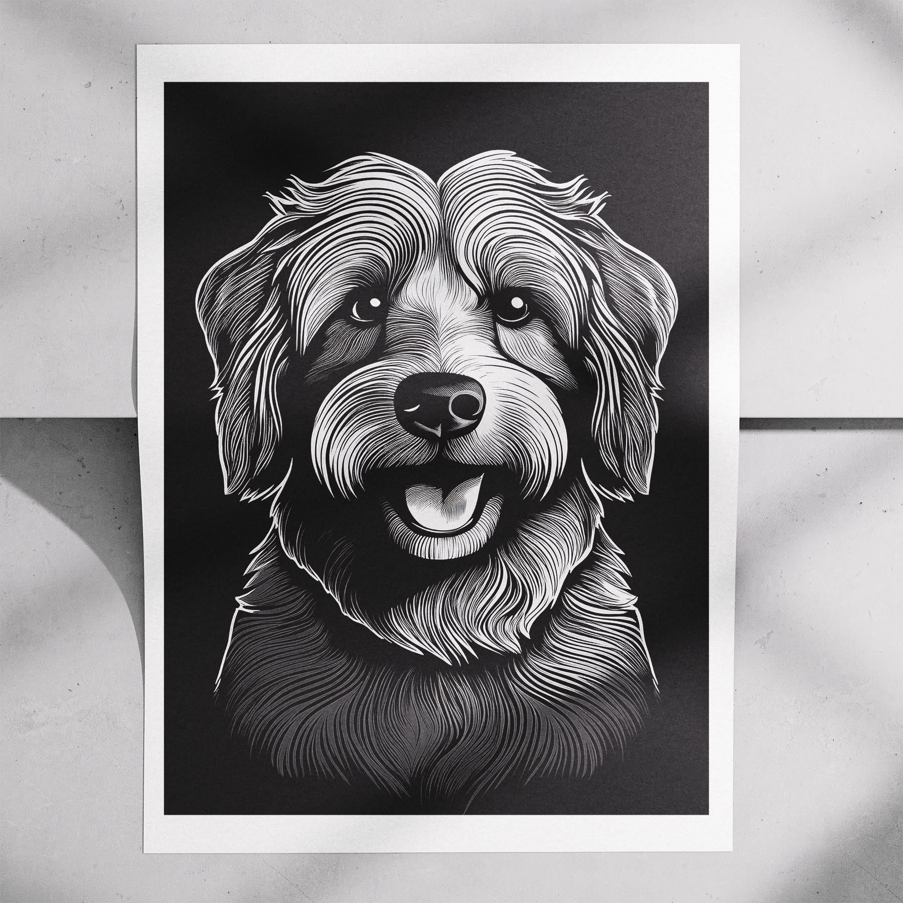 Coton de Tulear Line Dog Series in Black and White image 7