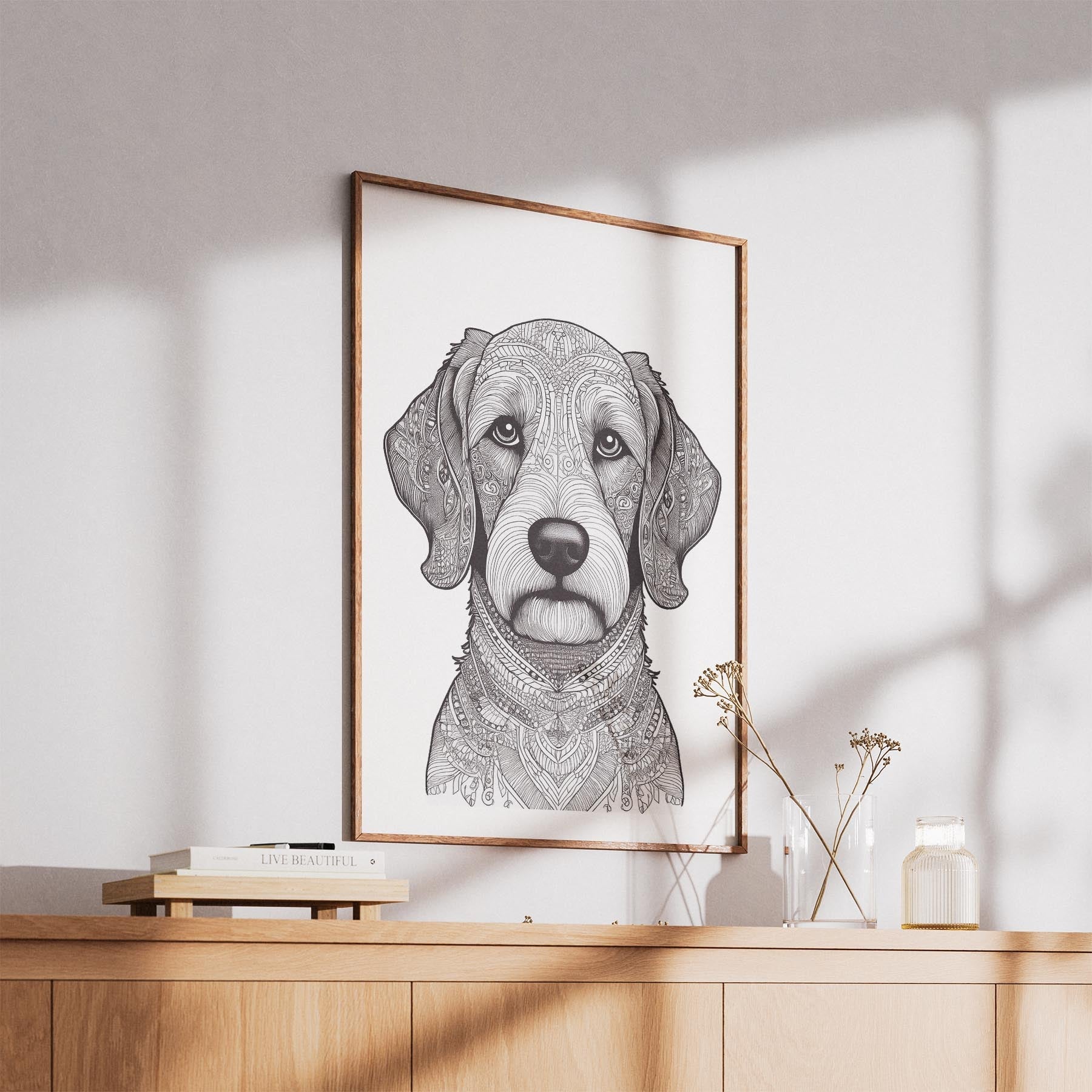 Groodle Mandala Black and White Dog Series image 5