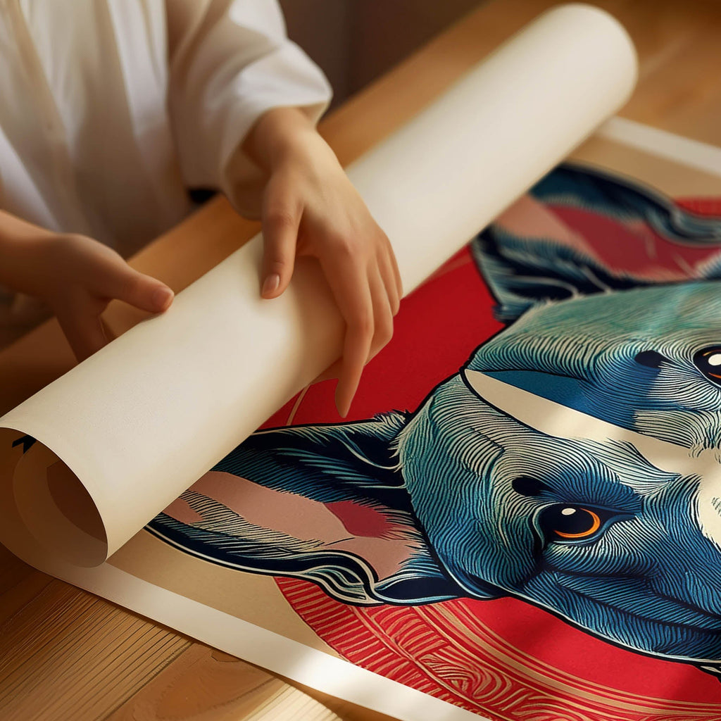 Bull Terrier Hokusai Japanese Inspired Dog Series with Text image 1