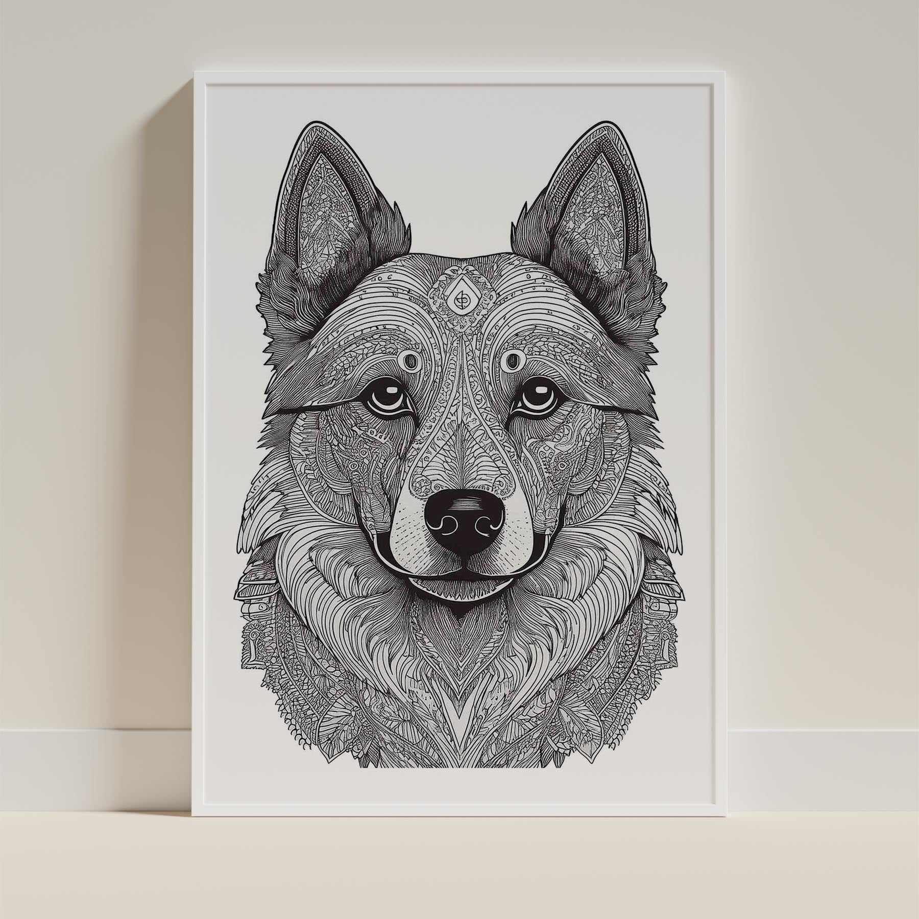 German Spitz Mandala Black and White Dog Series image 9