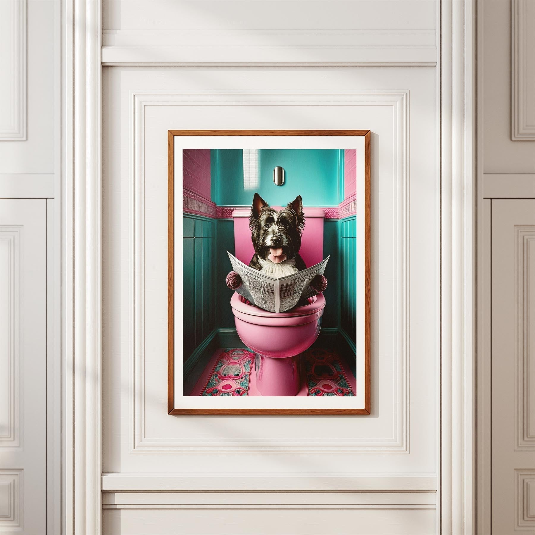 Australian Silky Terrier Toilet Dogs PInk and Turquise image 3