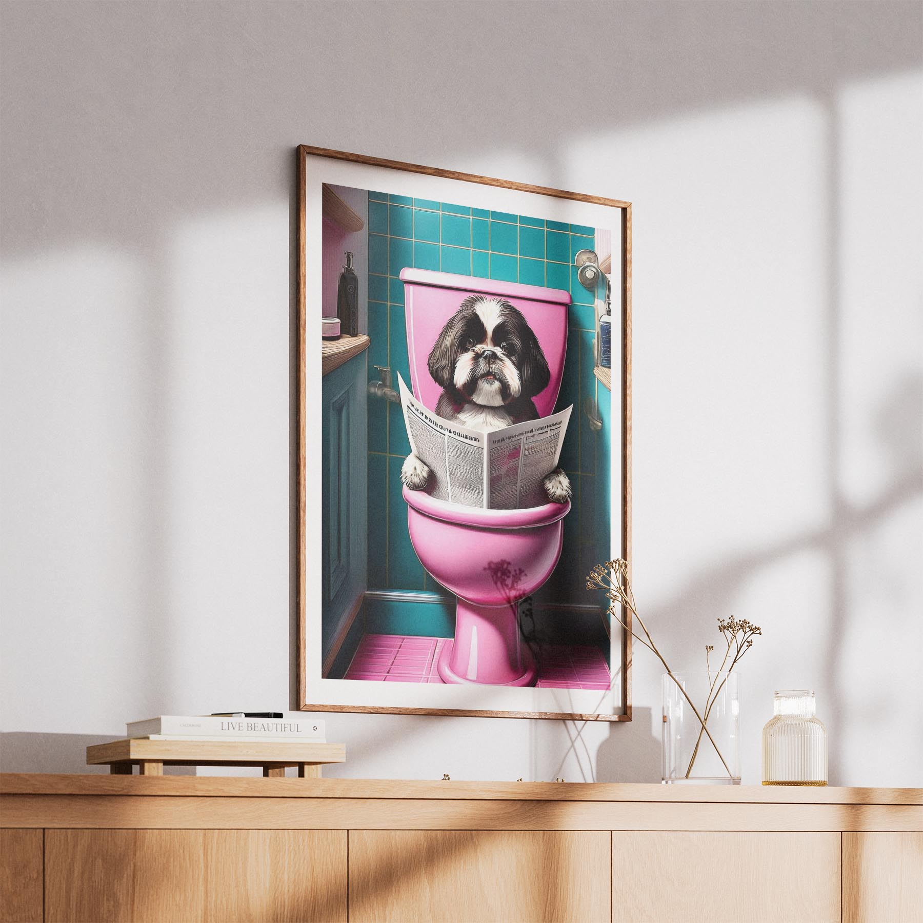 Shih Tzu Toilet Dogs PInk and Turquise image 5