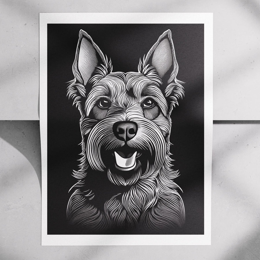 Black Russian Terrier Line Dog Series in Black and White image 7