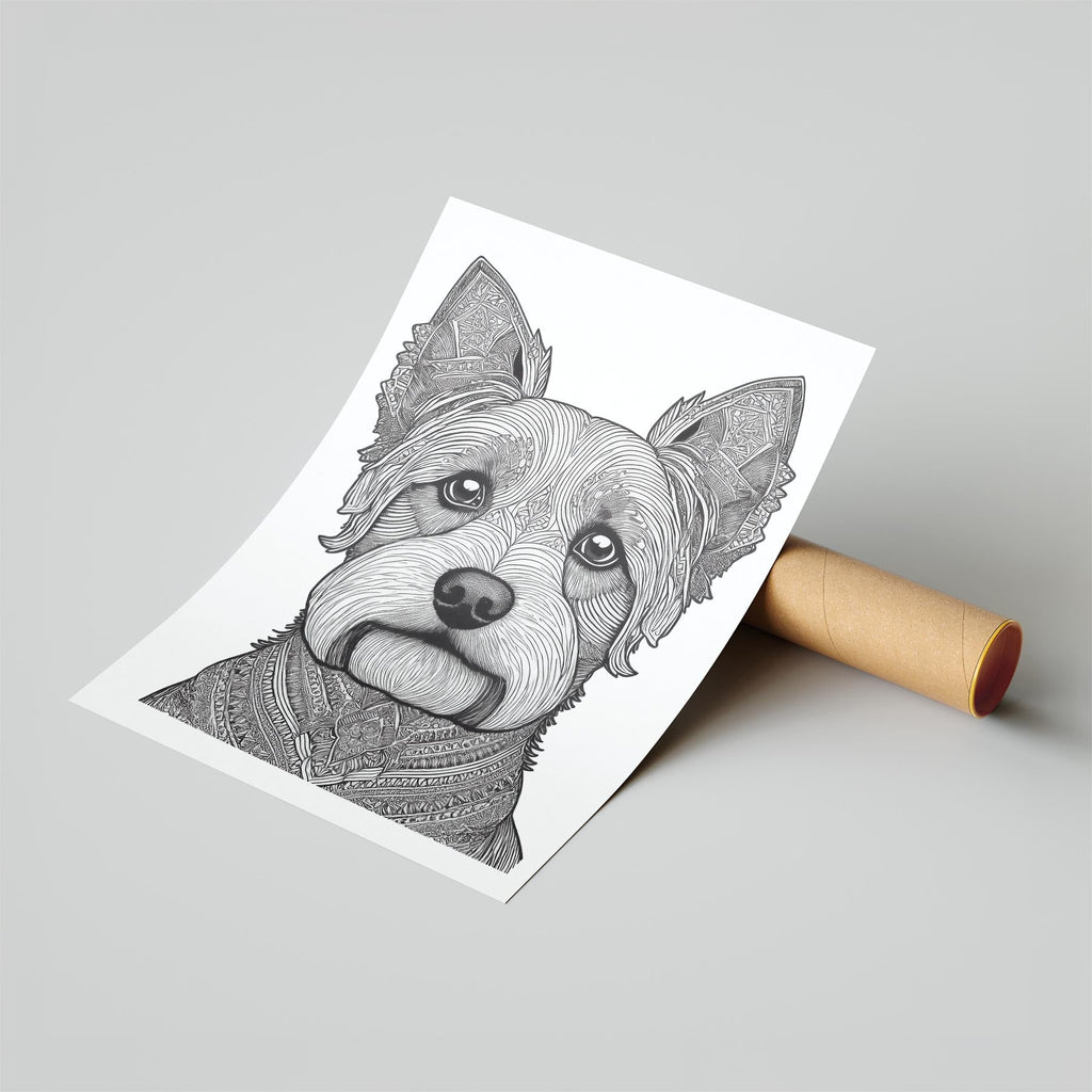 Yorkshire Terrier Mandala Black and White Dog Series image 6