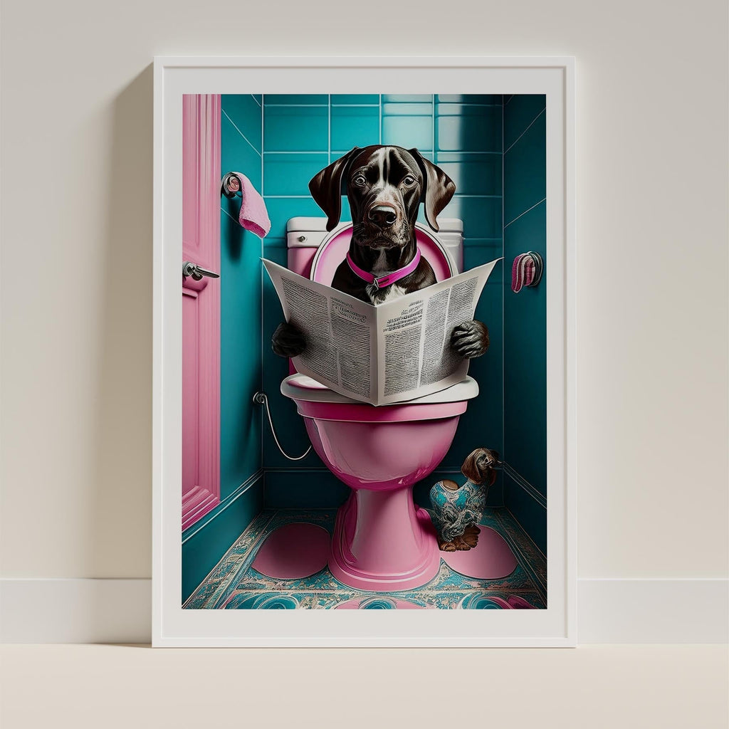 German Pointer Toilet Dogs PInk and Turquise image 9