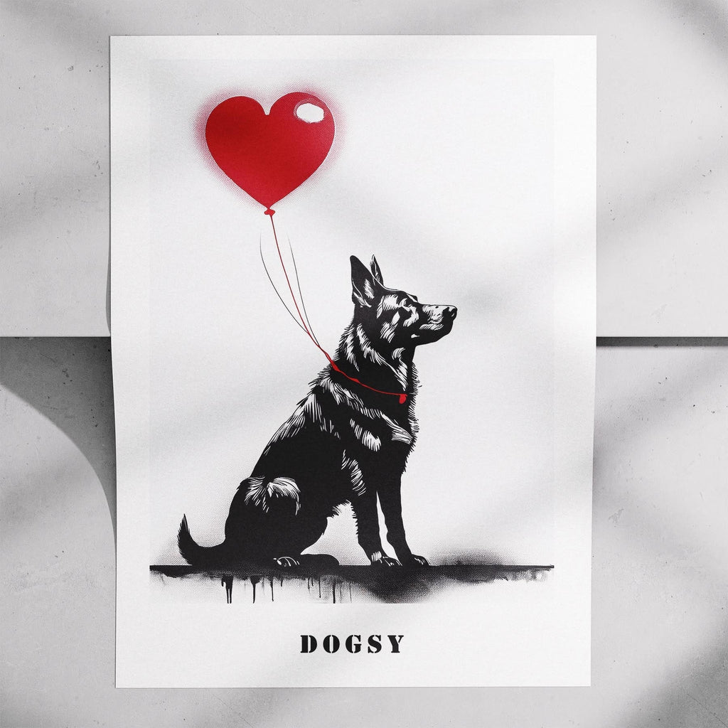 German Shepherd DOGSY Series inspired by the Art of Banksy with text Dogsy image 7