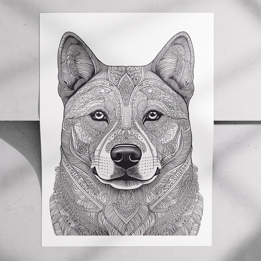 Akita Inu Mandala Black and White Dog Series image 7