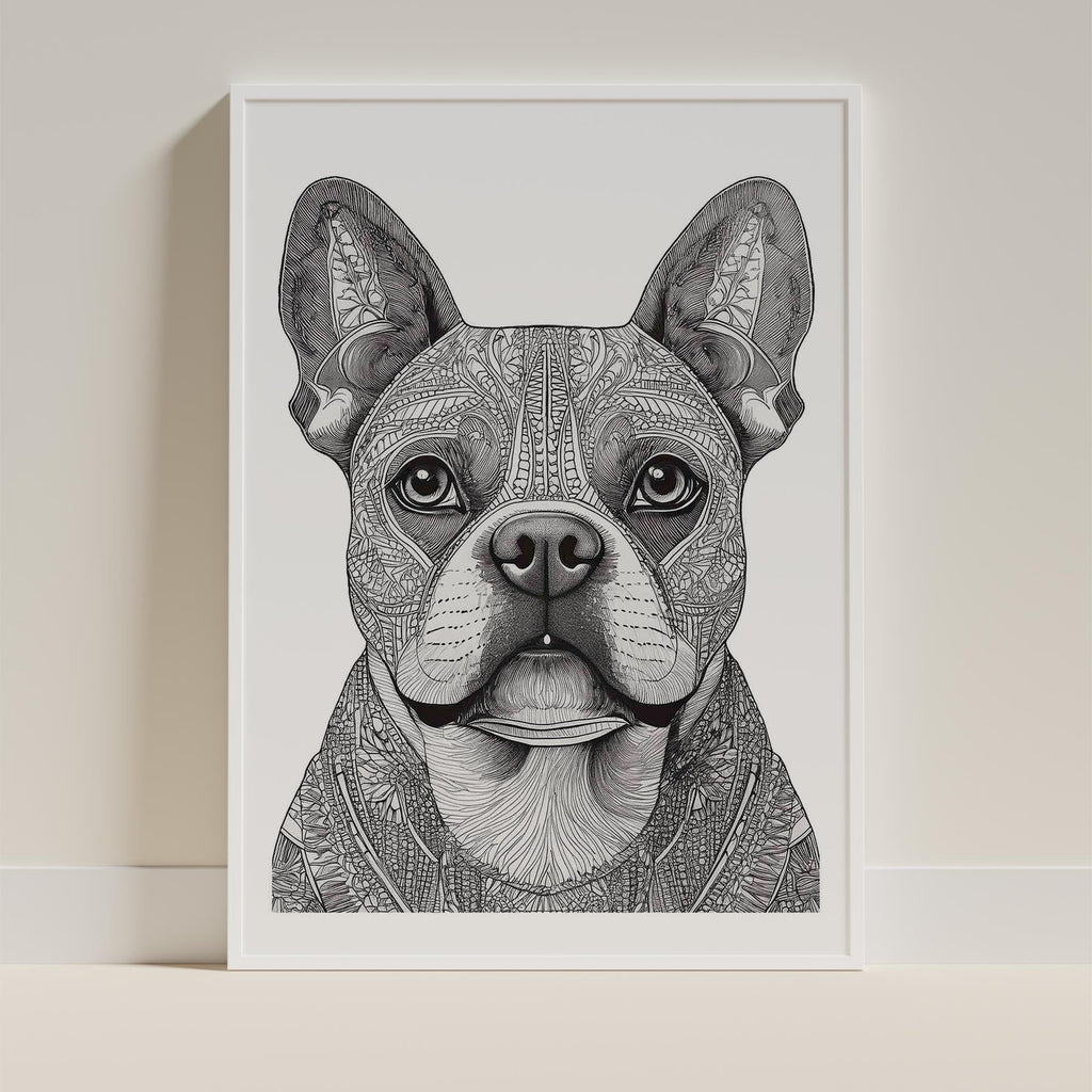 French Bulldog Mandala Black and White Dog Series image 9