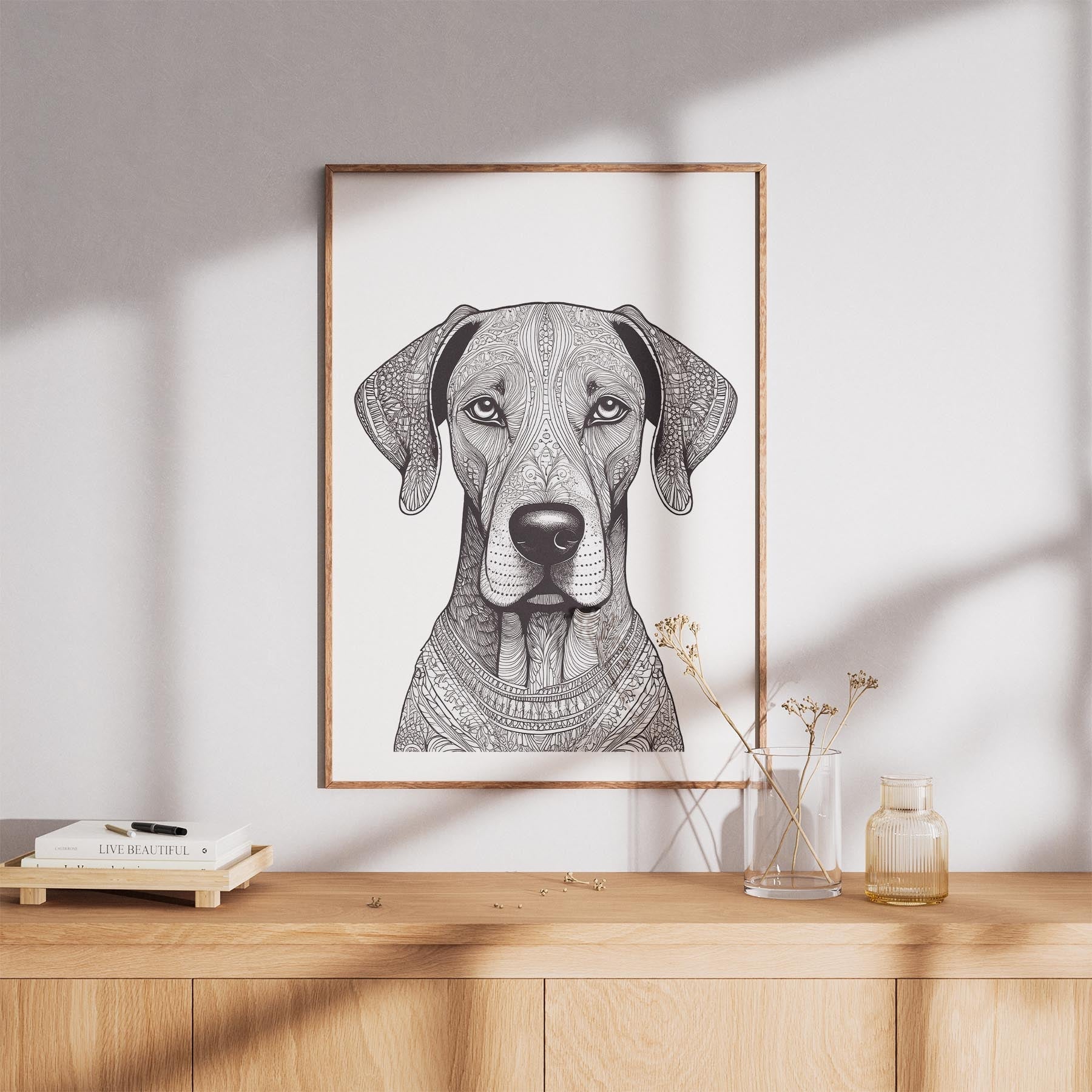 Great Dane Mandala Black and White Dog Series image 8