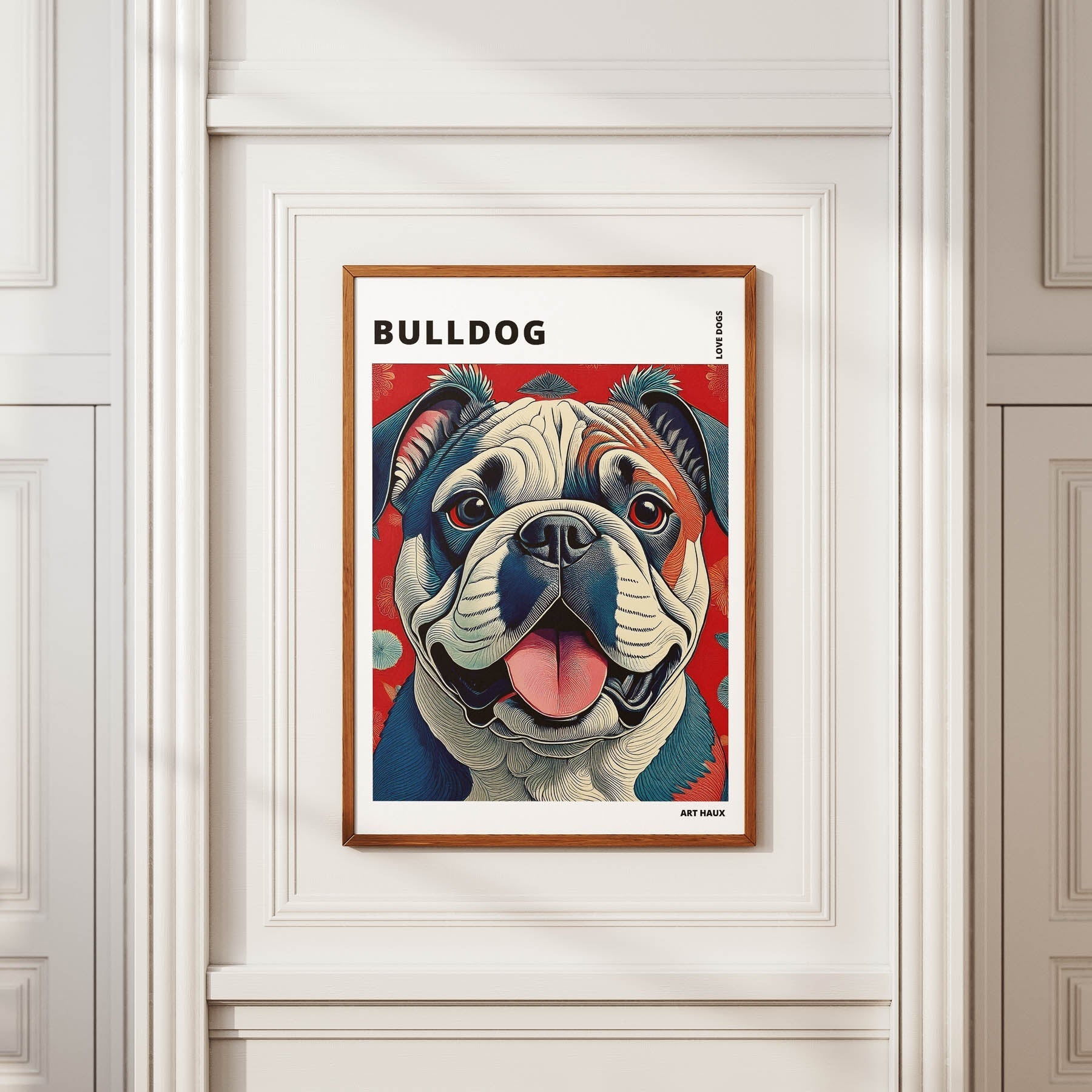 Bulldog Hokusai Japanese Inspired Dog Series with Text image 3